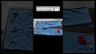 "Old jeans transformation 👖🔥😍#shortsviral #transformation #diy #shorts #shortsfeed #fashion #cute