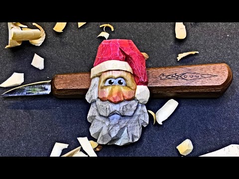 How to Carve a Super Simple Santa Ornament -One Knife, Full Woodcarving Tutorial