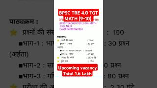 BPSC TRE 4.0 TGT (9-10) MATH EXAM PATTERN 2025