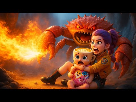 💥 Warning: Giant Crab Monster Attack! 🦀 #animation #cappucina