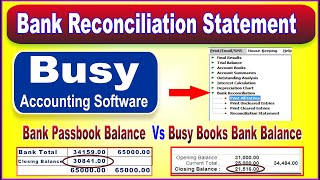 Bank Reconciliation Statement in Busy Software | BRS in BUSY |Bank Vs Books Closing Balance In Busy