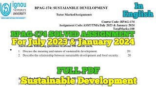 BPAG 174 SOLVED ASSIGNMENT 2023-24 || #सतत_विकास #bpag174 #ignou #ignousolvedassignment2024  #yt