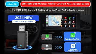 CarProKit 2.0 Latest 2-IN-1 Wireless CarPlay Android Auto Dongle USB Adapter Plug & Play