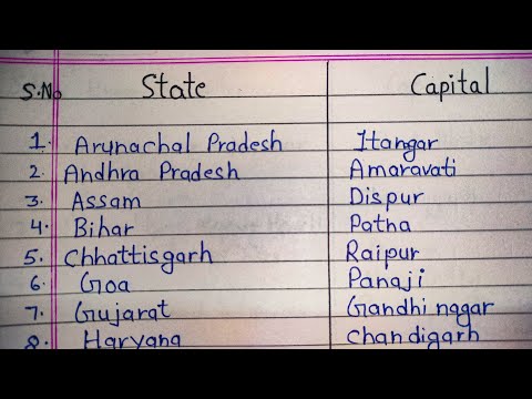 Indian states and their capitals in English || #youtubeindia #handwriting