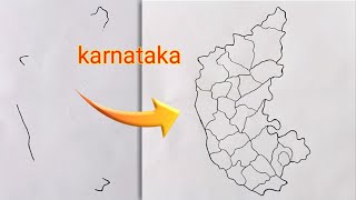 How to draw Karnataka Map with districts / Karnataka map drawing easy Trick