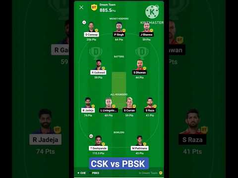 CSK vs PBKS || winning team today match #dream11 #csk #mumbaiindians #shorts #video