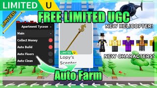 [FREE LIMITED UGC] Apartment Tycoon Script • Auto Farm [Roblox]