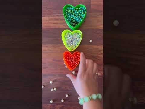 Hearts Filled with Beads💚💛🧡🤍❤️ #satisfying #asmr #fun #short