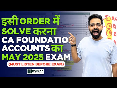 Best order to Solve CA Foundation Accountancy May'25 Exam | CA Vipul Dhall CA Foundation by iWision