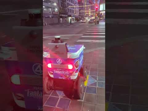 robot crossing the road Los angeles