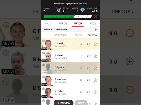 Ars-w vs Tot-w football dream team prediction