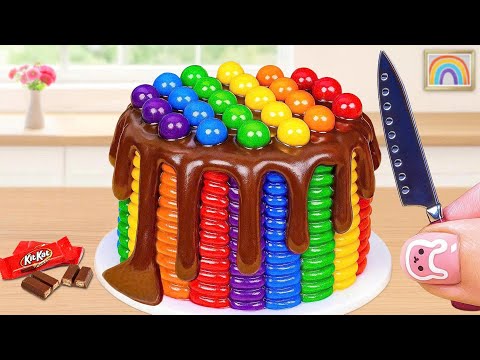 Mini Rainbow Cake Recipe With Rainbow Chocolate | Satisfying Mini Cake Challenge & ASMR Dessert 4K