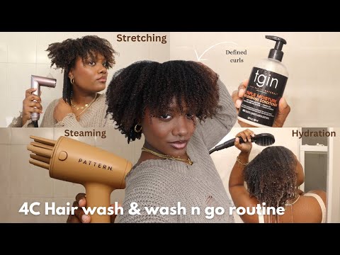2025 DETAILED 4C/4B HAIR WASH ROUTINE & WASH N GO  Beginner friendly. (first time steaming)