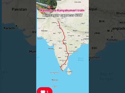 Kashmir to Kanyakumari train 🚂 rout Himsagar express 6317 #jammutawi #kanyakumari #waytokanyakumari