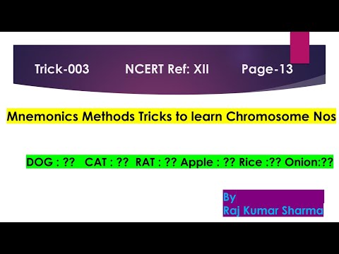 NEET Biology Trick-003  Chromosome Nos of various Plants & Animals NCERT XII Page 13
