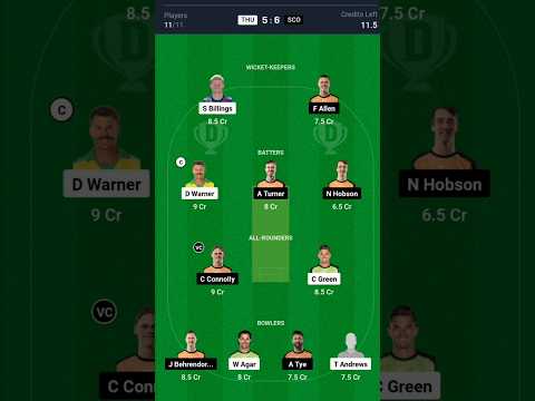 THU vs SCO Dream11,THU vs SCO Dream11 Prediction, Sydney Thunders vs Perth Scorchers BBL T20 Today
