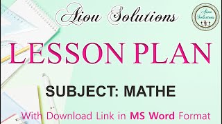 LESSON PLAN MATH  (With Download Link)