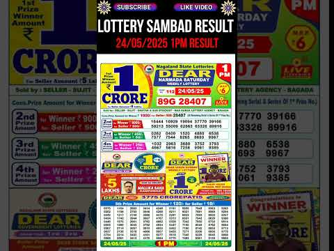 Nagaland State Dear Lottery Sambad Result  Morning 1PM Result 24.05.2025