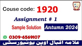 Aiou 1920 assignment 1 Autumn 2024 solutions   @picksPk