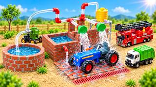 DIY Mini Tractor Builds Car Wash Ever Built With Shower | Fun Construction Science Project