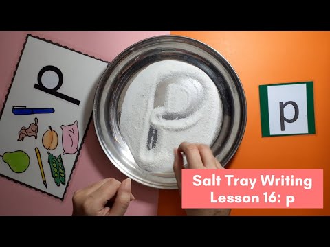 Salt Tray Writing | Lesson 16: Phonic P |  Montessori Homeschool Curriculum by Junior Scholars
