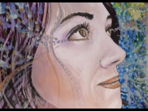 Gouache/Watercolor Portrait Painting Timelapse and Cat Video