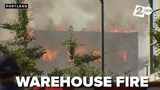 Large fire erupts at vacant warehouse in Portland