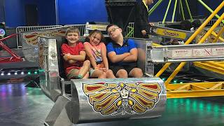 Kids Go to the Giant Pizza Arcade with indoor Rides! So Much Fun with Caleb and Friends!
