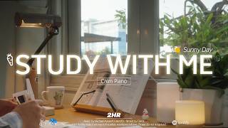 🥕2-HOUR STUDY WITH ME Sunny Day☀️ | 🎹 Calm Piano | Pomodoro 50-10