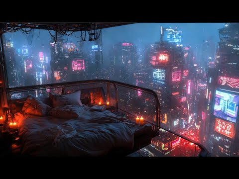 Cyberpunk Cozy Escape: Rain And Ambient Music | Cyberpunk Balcony In A Skyrise
