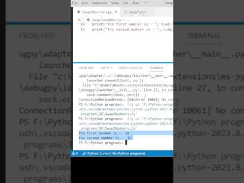 Python program to swap two numbers - 2 methods