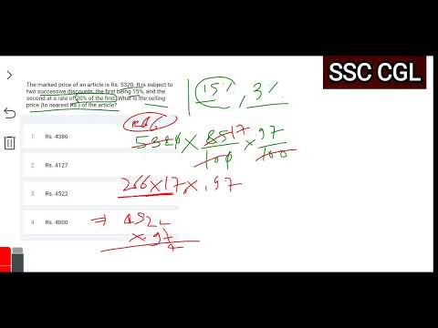 SSC CGL 2024 | The marked price of an article is Rs. 5320. It is subject to two successive discounts