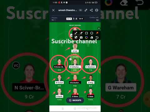 Aus-w vs eng- w match dream11 team/#dream11team#woment20live#woment20#auswvsengw