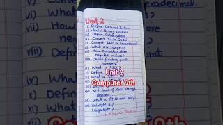 Computer Science Class 9 | Unit 2 Number System | Short Questions & Answers | Exam 2025–26