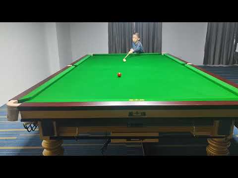 Training my 8 year old student Guan Hanlin at Yushan International Billiards Academy China