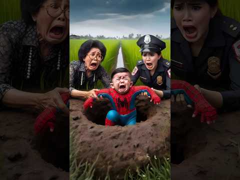 Spider-Man falls into a hole in the rice field #avengers​ #ironman​ #sirenhead​ #shorts​