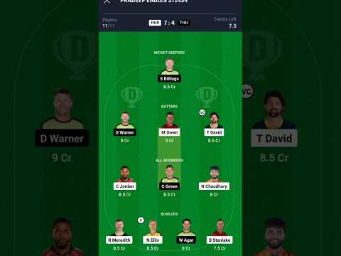 HUR vs THU Dream11 Prediction Today, Hobart Hurricanes vs Sydney Thunder Dream11 Prediction
