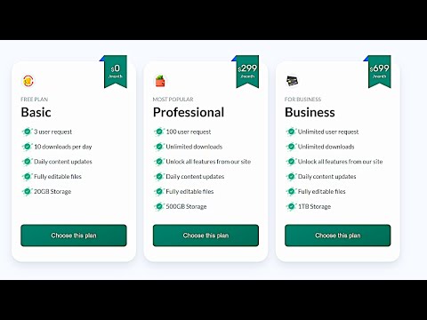 Responsive 💰Pricing Cards with HTML & CSS