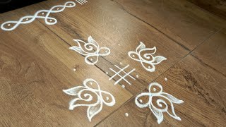 Simple Tulasikota muggulu | Easy border rangoli | shanku rangoli | Lotus rangoli | Friday kolam