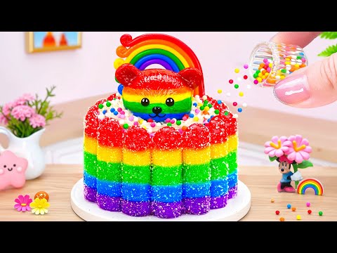 Mini Bear With Snow Rainbow Fondant Cake 🌈 Impressive Miniature Cake Recipes 🍰 Cake In Wonderland