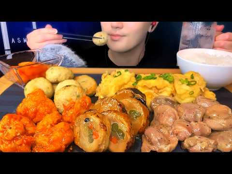 ASMR "Snacks" Yangnyeom Chicken, Gizzard, Fried Tofu, Chicken Meatballs | Mukbang, Eating Sounds