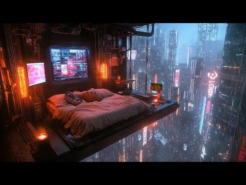 Cyberpunk Rain Retreat: Rain And Ambient Music | Bedroom In The Sky