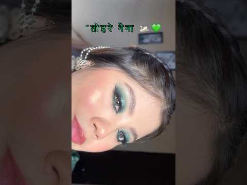 Green eye makeup look 💚.  #makeupartist  #makeuptransformation  #greeneyemakeuplook  #smokeyeye