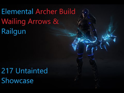 Wolcen Bloodtrail 1.1.4.2 Elemental Archer Build. Wailing Arrows & Railgun. 217 Untainted Showcase.