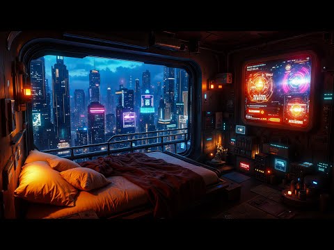 Futuristic Escape – Dreamy Rainy Night In A Futuristic Loft | For Sleep, Study, Or Relaxation | 4...