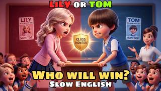 Lily vs Tom — Who Will Become CLASS MONITOR?! 😱 | Slow English Listening Practice for Beginners