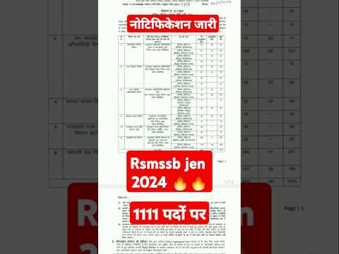 Rsmssb jen vacancy 2024 | rssb jen vacancy notification 2024 #rssb #jen #jenexam #mvgkexamwise