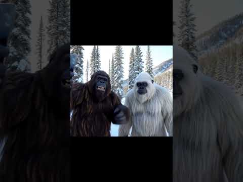 Bigfoot vlogging with yeti after switching bodies #ai #wildlife #snow #aivideo #bigfoot #yeti #aiart