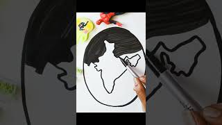 independence day drawing for kids || India map drawing and colouring for kids #shorts