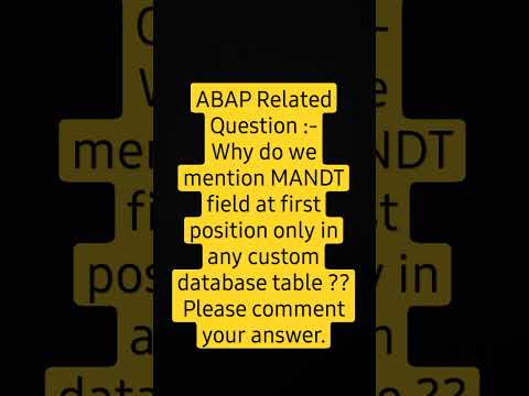 SAP ABAP Question 1 | Comment your answer |